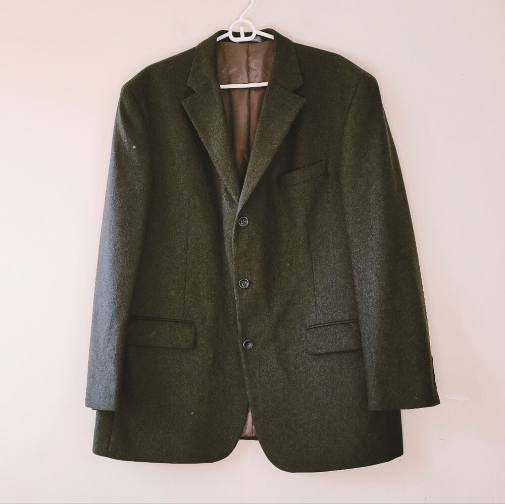 Oscar De La Renta Men's Cashmere Blend Sport Coat Blazer Jacket 46R Army Green